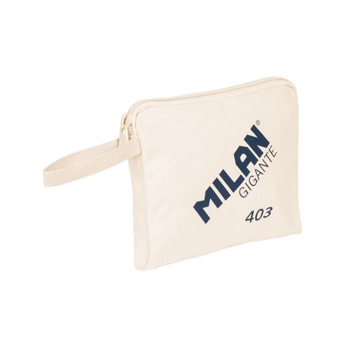 Milan Serie 1918 Gigante 403 Bolsa de Mano - Tamaño 26,5x22x3cm - Cierre de Cremallera - 100% Algodon - Color Beige