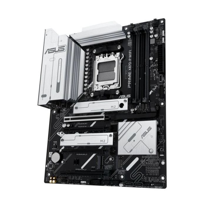 Asus Prime X870-P WIFI Placa Base AM5 -WiFi 7, Bluetooth, 4x DDR5, 4x M2, 4x Sata III, PCIe 4.0, 5.0, USB 2.0, 3.2, USB-C, RJ-45, HDMI, DisplayPort - Factor de Forma ATX