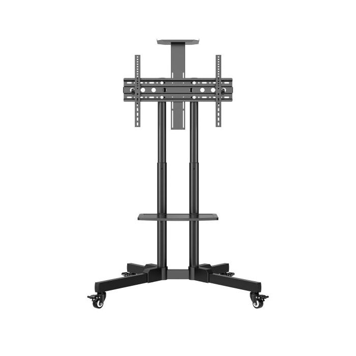 Unykach Soporte de Suelo con Ruedas para Pantallas 32"-75" - Bloqueo de Ruedas - Dos Bandejas - Peso Max 45Kg - VESA 600X400mm - Color Negro