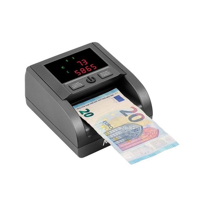 AVPos Contador/Detector de Billetes AVP-DT25G - Cuenta Cantidad de Billetes y Valor Total - Libras y Euros - Alta Velocidad de Conteo - Color Negro