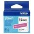 Brother Btag-P35 Cinta 12mm - Texto Blanco sobre Fondo Rosa - Medidas 12mmx4 Metros - Apta para PTN10, PTN20, PTN25BT