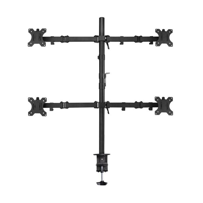 Ewent EW1514 Soporte de Mesa con Brazo Articulado para 4 Monitores de 10"-32" - Giratorio - Gestion de Cables - Peso Max 8kg - VESA 100x100mm