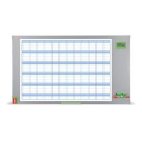 Nobo Performance Plus Planificador Anual de Pizarra Magnetica 725x50x1178mm - Pantalla con Fecha y Hora - Incluye Rotulador y Kit Magnetico