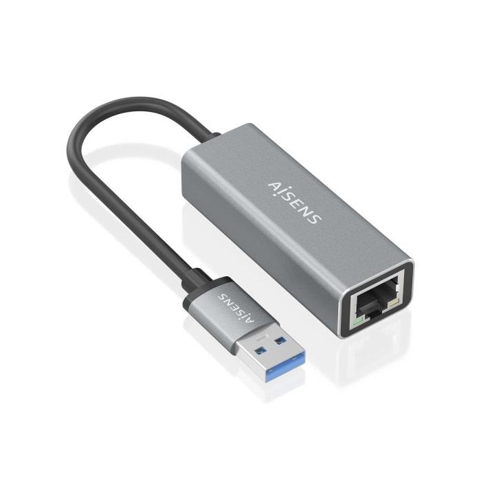 Aisens Conversor USB 3.0 a Ethernet Gigabit 10/100/1000 MBPS - 15cm - Color Gris