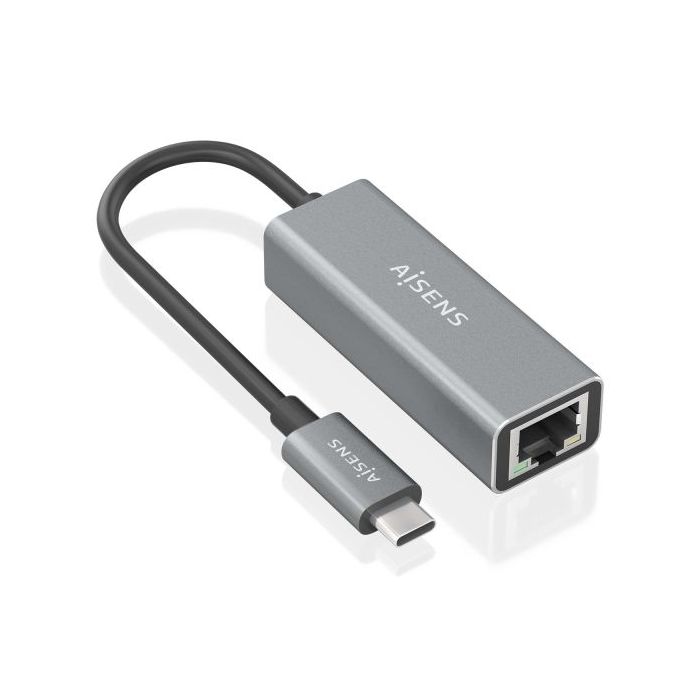 Aisens Conversor USB3.1 GEN1 USB-C a Ethernet Gigabit 10/100/1000 MBPS - 15cm - Color Gris