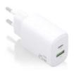 Aisens Cargador 25W - 1xUSB-C PD3.0 - 1xUSB-A QC3.0 - Color Blanco