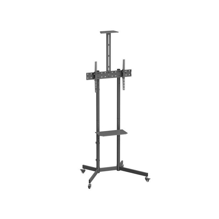 Aisens Soporte de Suelo ECO con Rueda - Bandeja para DVD y Soporte de Camara para Monitor/TV 45kg de 37-70 - Color Negro