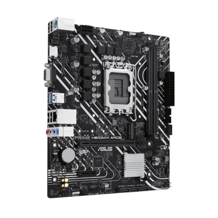 Asus Prime H610M-K ARGB Placa Base Intel1700 2x DDR5 - HDMI, VGA, M.2, PCIe4.0, 4x Sata III, RJ-45, USB 3.2, MicroATX