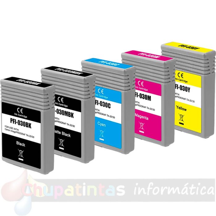 Canon PFI030 Pack de 5 Cartuchos de Tinta Genericos