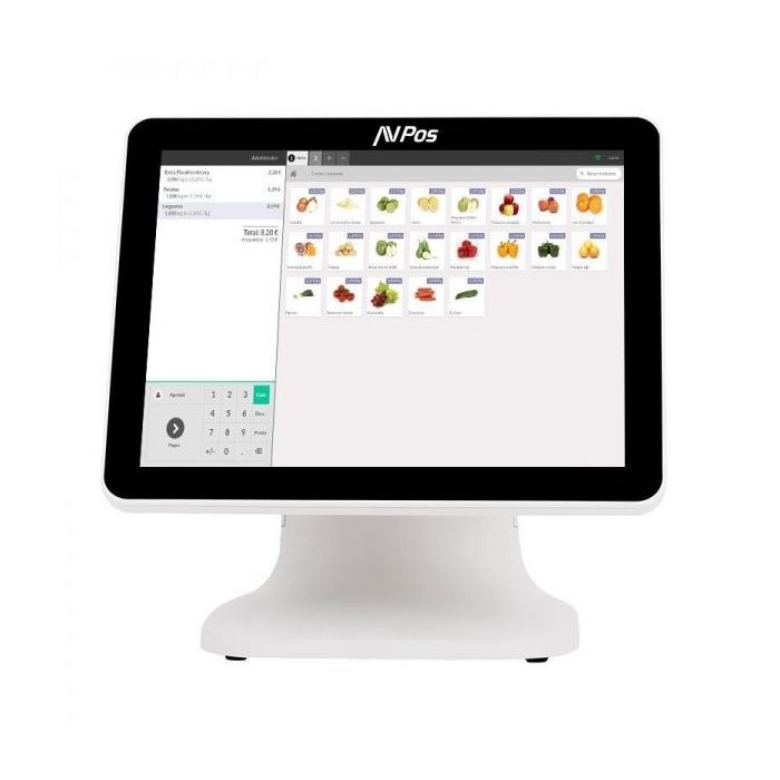 AVPos TPV K5000 Aluminio 15 Tactil Blanco - I7 - 8Gb Memoria - SSD 128gb - VGA y HDMI - Color Blanco