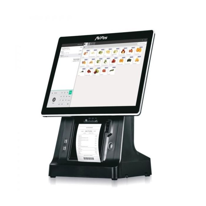 AVPos TPV K6000 15 Tactil - Impresora Integrada - I5 - 8gb Memoria - SSD 128gb - VGA y HDMI - Color Negro