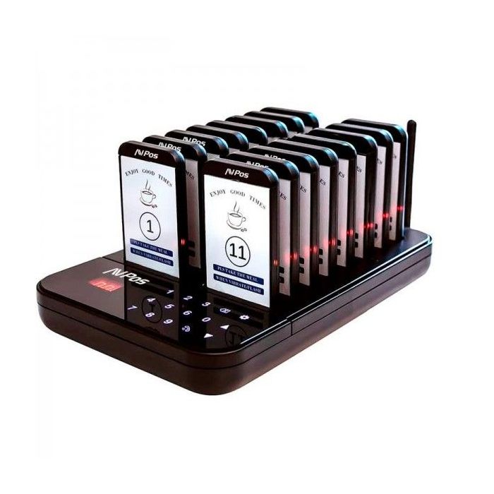 AVPos AVP-AC-T16 Avisador de Clientes - Base de Carga - 16 Unidades - 350/500m Alcance - 200 Mah - Color Negro