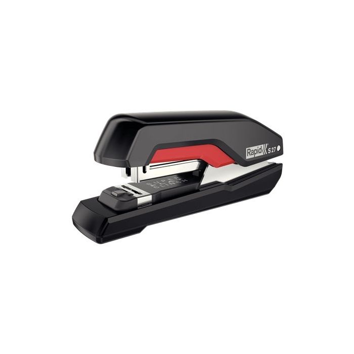 Rapid S27 Grapadora de Sobremesa Compacta - Hasta 30 Hojas - Para Grapas 24/6, 26/6 - Color Negro/Rojo