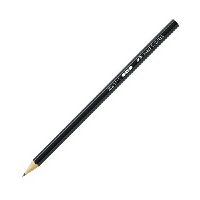 Faber-Castell Castell 1111 Lapiz de Grafito B - Mina Resistente a la Rotura - Cuerpo con Acabado en Negro