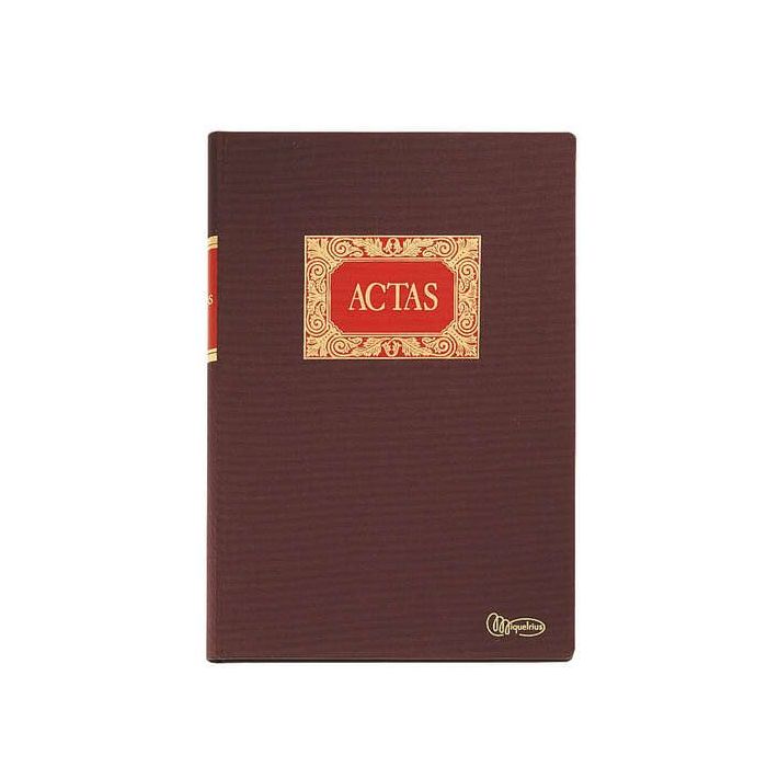 Miquel Rius Libro de Actas - Tamaño Folio Natural - 100 Hojas - Forrado en Tela - Detalles en Stamping - Corte de Color Azul