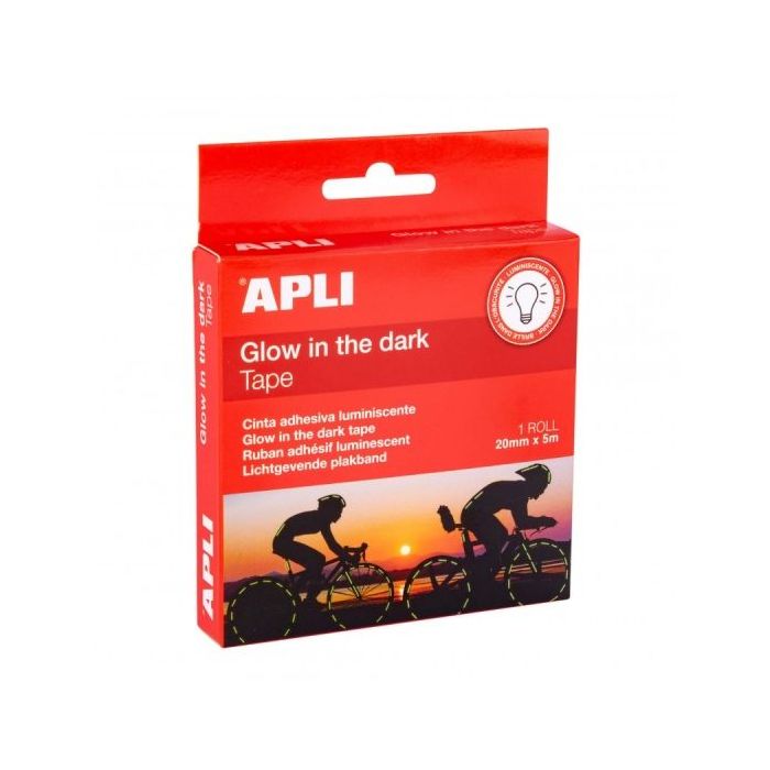 Apli Cinta Adhesiva Luminiscente - Brilla hasta 6 Horas - Ideal para Advertencias y Decoraciones - Absorbe Luz en 15 Minutos - Color Blanco