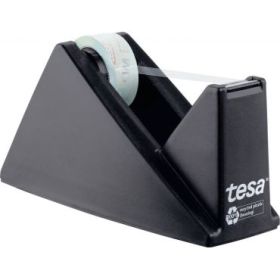 Tesa Tesafilm Eco - Crystal Easy Cut Portarrollos de Sobremesa + Cinta Adhesiva Fabricada con 90% de Botellas PET Recicladas - Color Negro