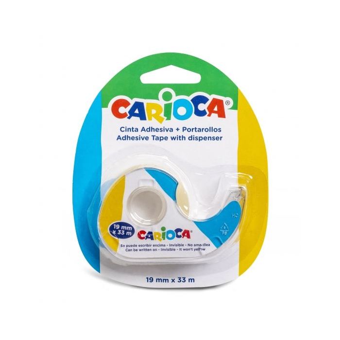 Carioca Portarollos + Cinta Adhesiva Transparente 19mm x 33m - No Amarillea con el Tiempo - Ideal para Papel y Carton