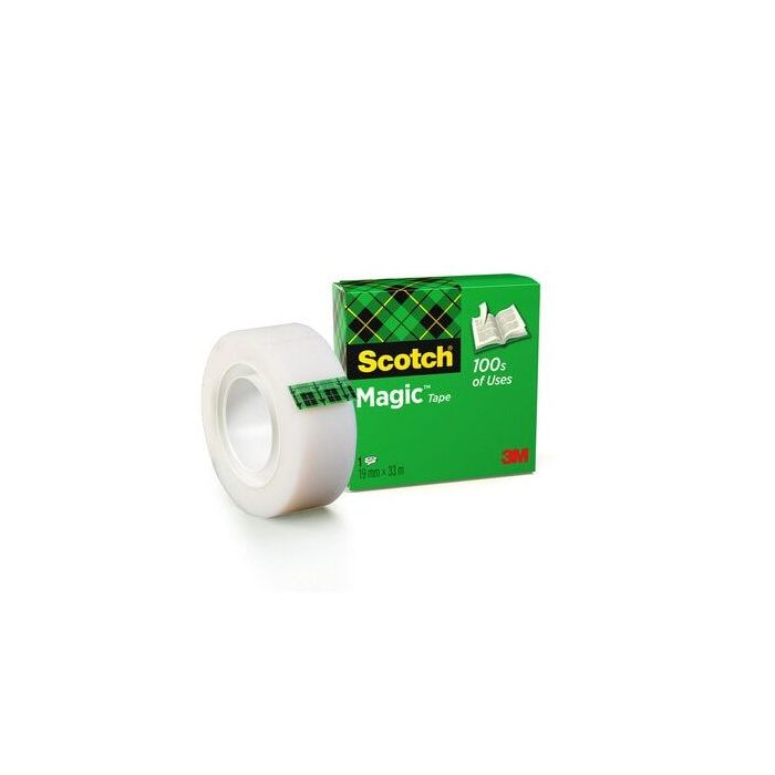 Scotch Magic Tape Cinta Adhesiva Invisible 19mmx33m - Acabado Mate Invisible - Perfecta para Etiquetado - Facil de Usar - 7100024666