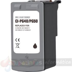 Canon PG40/PG50/PG37 Negro Cartucho de Tinta Remanufacturado - Muestra Nivel de Tinta