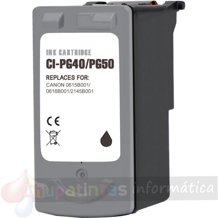 Canon PG40/PG50/PG37 Negro Cartucho de Tinta Remanufacturado - Muestra Nivel de Tinta