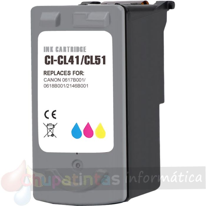 Canon CL41/CL51/CL38 Color Cartucho de Tinta Remanufacturado - Muestra Nivel de Tinta - Reemplaza 0617B001/0618B001/2146B001-1