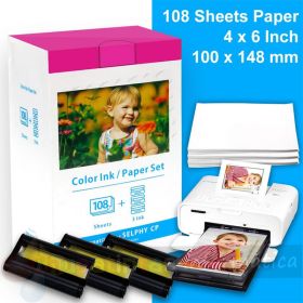 Canon KP-108IN Pack de Tinta Generico y 108 Hojas Papel Fotografico, 100x148 mm - Reemplaza 3115B00