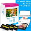 Canon KP-108IN Pack de Tinta Generico y 108 Hojas Papel Fotografico, 100x148 mm - Reemplaza 3115B001