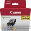 Canon CLI521 Pack de 3 Cartuchos de Tinta Originales - Cian, Magenta, Amarillo - 2934B015/2934B010