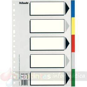 Esselte 613 Bolsa de 5 Separadores de Plástico - 5 Pestañas / 5 Colores - Multitaladro - Formato Folio-1