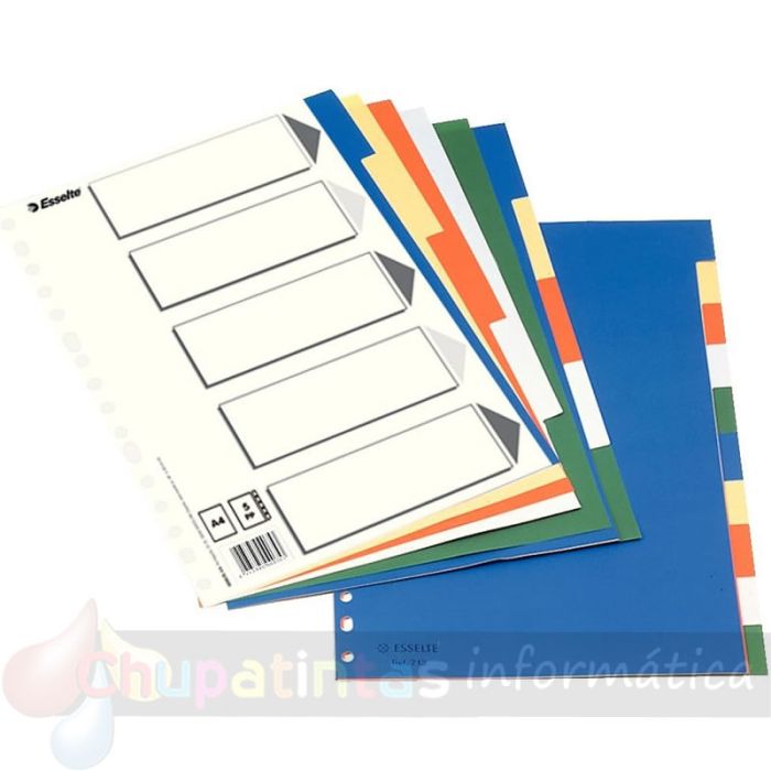 Esselte 613 Bolsa de 5 Separadores de Plástico - 5 Pestañas / 5 Colores - Multitaladro - Formato Folio-2