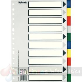 Esselte 713 Bolsa de 10 Separadores de Plástico - 10 Pestañas / 5 Colores - Multitaladro - Formato Folio-1