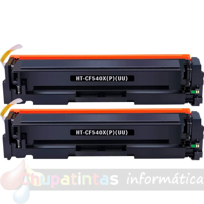 HP CF400X/CF400A/CF540X/CF540A Negro Pack de 2 Cartuchos de Tóner Genéricos - Reemplaza 201X/201A/203X/203A
