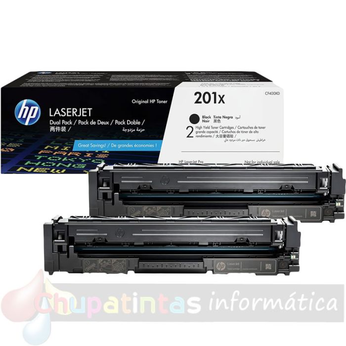 HP CF400X Negro Pack de 2 Cartuchos de Tóner Originales - 201X-2
