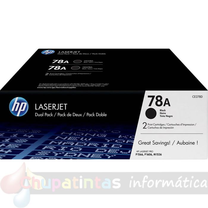 HP CE278A Negro Pack de 2 Cartuchos de Tóner Originales - 78A