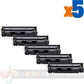 HP CE285A/CE278A/CB435A/CB436A Negro Pack 5 Cartuchos de Tóner Genéricos