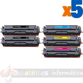 HP 410X/410A Pack de 5 Cartuchos de Tóner Genéricos: CF410X+CF411X+CF422X+CF433X