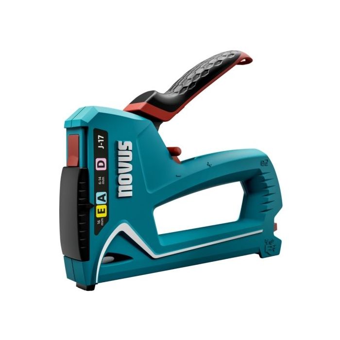 Novus J17 Clavadora/Grapadora - Para Grapas de 6 a 14mm y Clavos de hasta 16mm - Cambio de Grapa Mediante Mecanismo de Desplazamiento - Bloqueo del Mango - Indicador de Cantidad de Grapas Restante