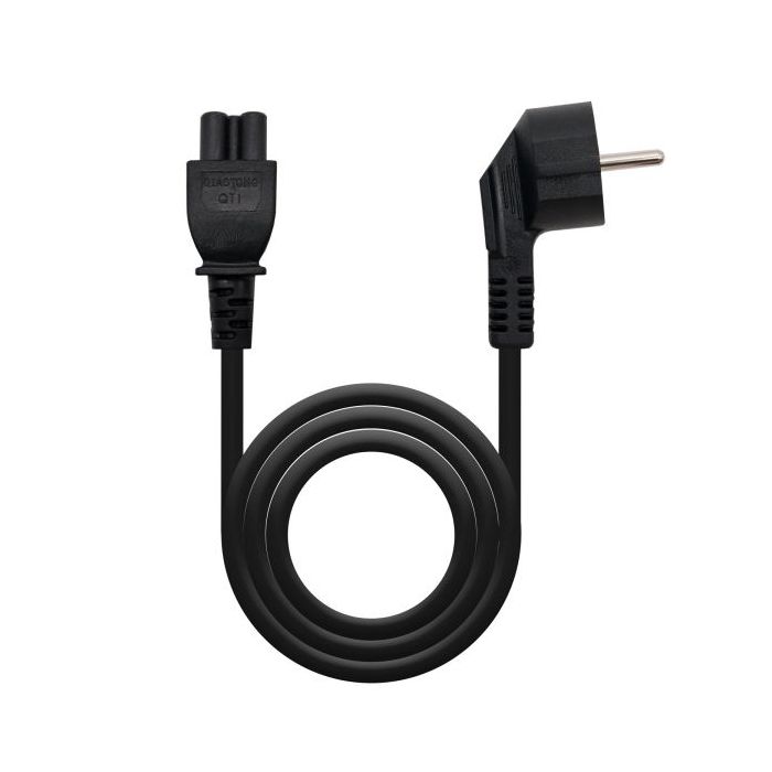 Nanocable Cable de Alimentacion CEE7 Acodado Macho a M-C5 Hembra Trebol 2m - Color Negro