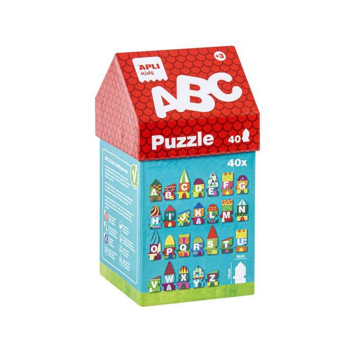 Apli Puzle de Letras Casitas - 40 Piezas de Diferentes Tamaños - Facil Manejo y Piezas Resistentes - Carton de 2mm con Acabado Brillante - Desarrolla Habilidades y Capacidades - Colorido