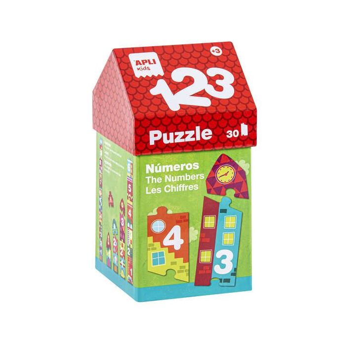 Apli Puzle Educativo de Numeros y Series - 30 Piezas de Diferentes Tamaños - Piezas Resistentes y Seguras - Facil Manejo - Carton de 2mm con Acabado Brillante - Desarrolla Habilidades Matematicas - Colorido