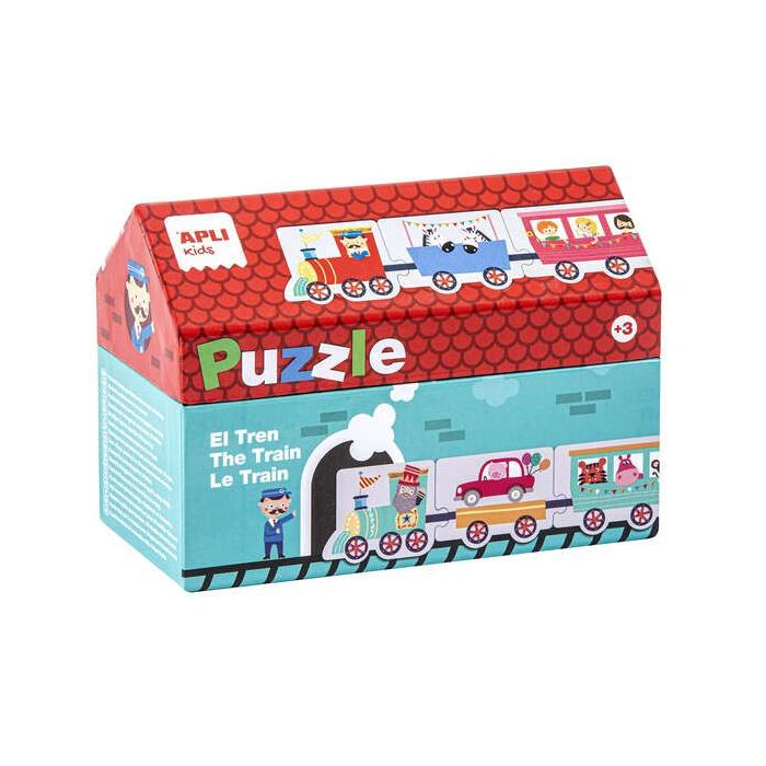 Apli Kids Puzle Trenes - 20 Piezas de Diferentes Tamaños - Diseño Exclusivo Infantil, Colorido, Claro y Simple - Facil Manejo - Carton de 2mm con Acabado Brillante E Indiana en el Dorso - Colorido
