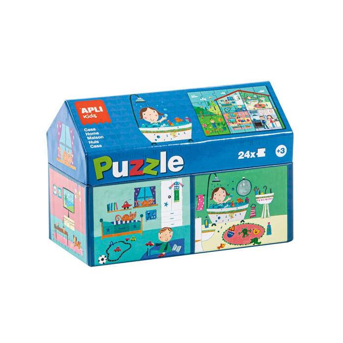 Apli Kids Puzle Casa Interior - 24 Piezas de 7x7cm - Diseño Exclusivo Infantil, Colorido, Claro y Simple - Piezas Resistentes y Seguras - Colorido