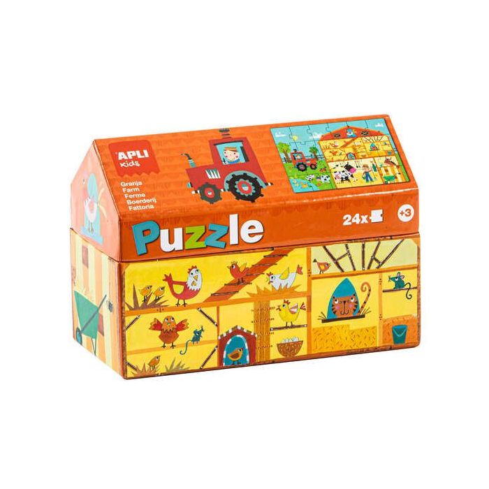 Apli Kids Puzle Granja - 24 Piezas de 7x7cm - Diseño Infantil y Colorido - Piezas Resistentes y Seguras - Desarrolla Habilidades y Capacidades - Colorido