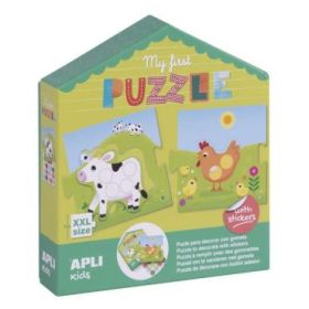 Apli My First Puzzle con Gomets - Ideal para Niños Pequeños - Fomenta la Coordinacion y la Concentracion - Incluye Pegatinas para Decorar El Puzzle