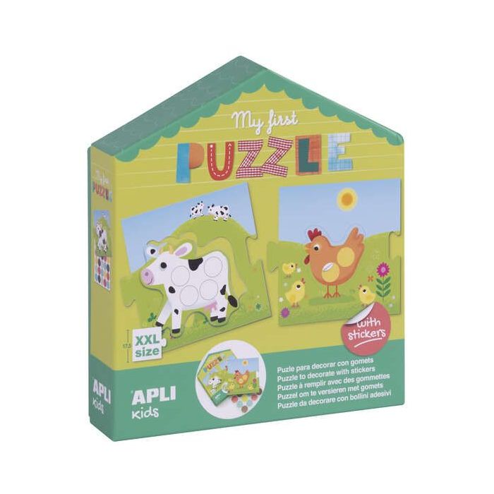 Apli My First Puzzle con Gomets - Ideal para Niños Pequeños - Fomenta la Coordinacion y la Concentracion - Incluye Pegatinas para Decorar El Puzzle