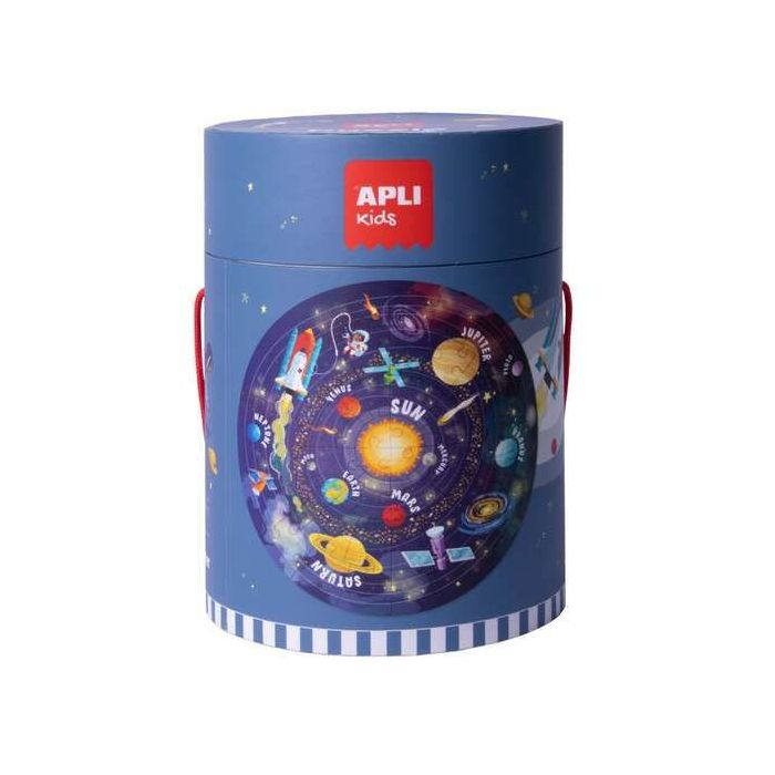 Apli Puzzle Circular del Sistema Solar de 48 Piezas - Tamaño Ø50cm - Poster para Facilitar Montaje - Recomendado para Niños a partir de 5 Años