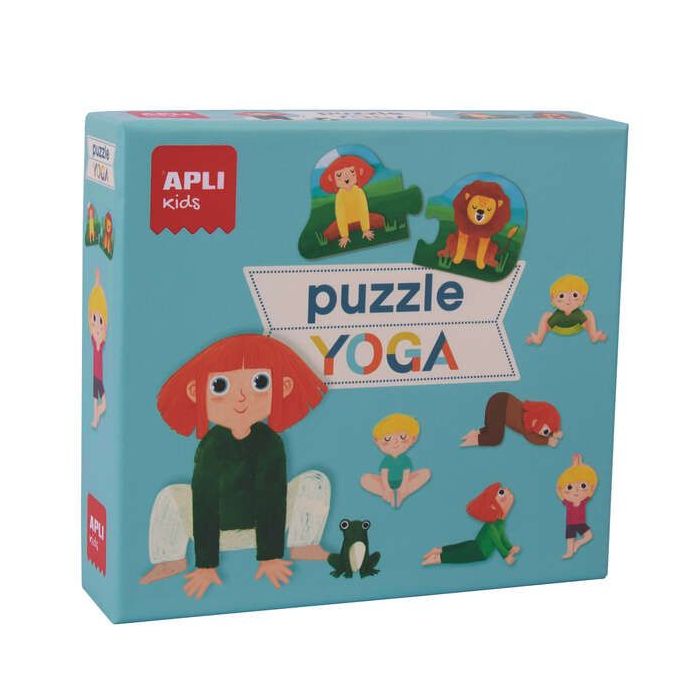 Apli Puzle Duo Yoga - 24 Piezas para Formar 12 Posturas de Yoga - Piezas Resistentes y Faciles de Manejar - Desarrolla Habilidades y Mejora la Autoestima - Colorido