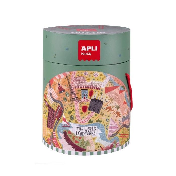 Apli Puzzle Circular Monumentos de 48 Piezas - Tamaño Ø50cm - Poster para Facilitar Montaje - Recomendado para Niños a partir de 5 Años