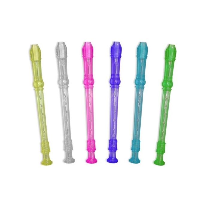 Flauta Dulce Transparente de Colores - Fabricada en Plastico - Ideal para los mas Pequeños - 6 Colores Surtidos